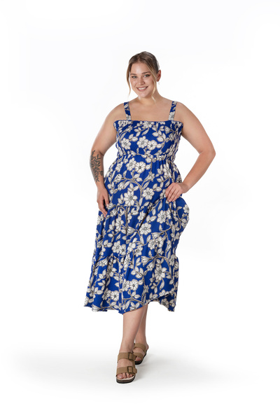 Stil Diva Plus Size Floral Print Thick Strap Elastic Waist Dress T-80