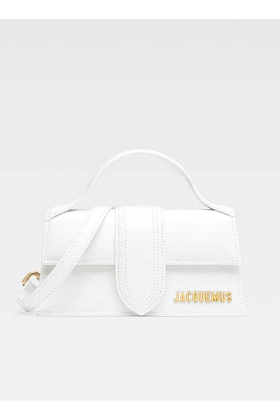 JACQUEMUS The Bambino Bag with Detachable Strap, Shiny White - 17 cm