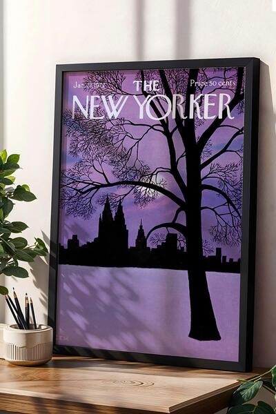 Saturn Pictură înrămată The New Yorker 22 ianuarie 1972 - Pictură de iarnă la New York Central Park