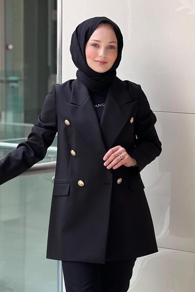 Ghisa Wide Double Breasted Collar Blazer Jacket