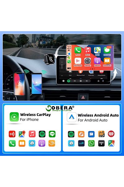 goBERA Adaptor Auto Wireless 2-în-1 CarPlay & Android Auto, Plug & Play, WiFi 5GHz