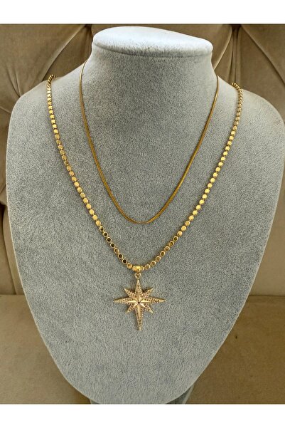 ANGELSS JEWELLERY مجموعة قلادة سلسلة إيطالية مكونة من قطعتين من سلسلة Pole St...