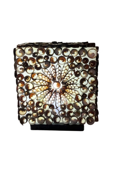 OEM Lampă Boho din Scoici - Glob Twist Pătrat - 15cm