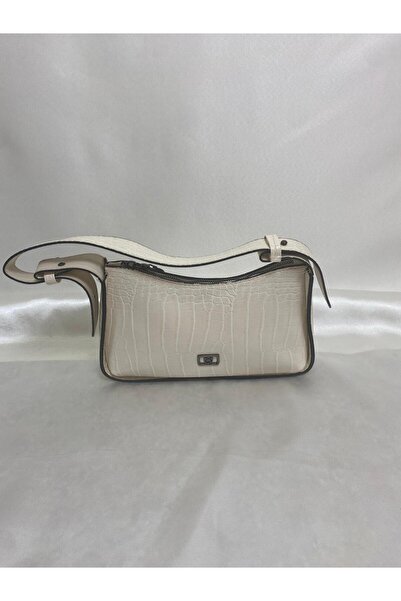 owwon حقيبة كتف نسائية ذات مظهر جلد التمساح وحزام سميك وتفاصيل فضية