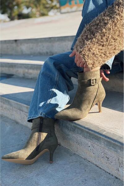 I Love Shoes Ronvis Süet Toka Detaylı Haki Kadın Bot