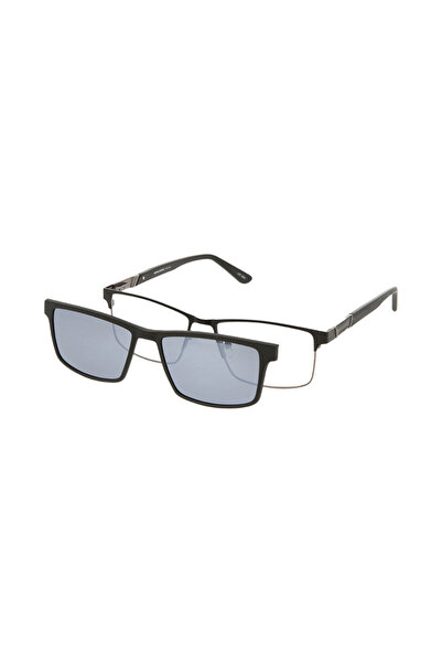 Solano CL 10169A Polarized ClipON Eyeglass Frames for Men, Metal, Black, 55 mm