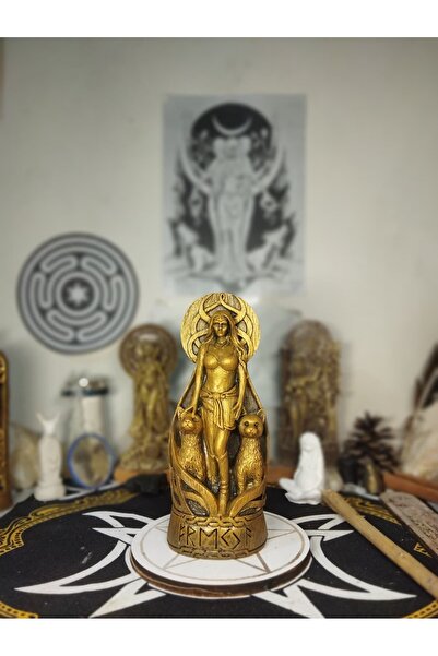 Markasız ucuz Tanrıça Freya Heykeli Sevginin, Savaşın ve Büyünün Nordik Tanrı...