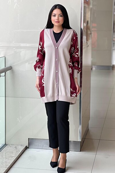 Ghisa Mercerized Cardigan with Patterned Sleeves