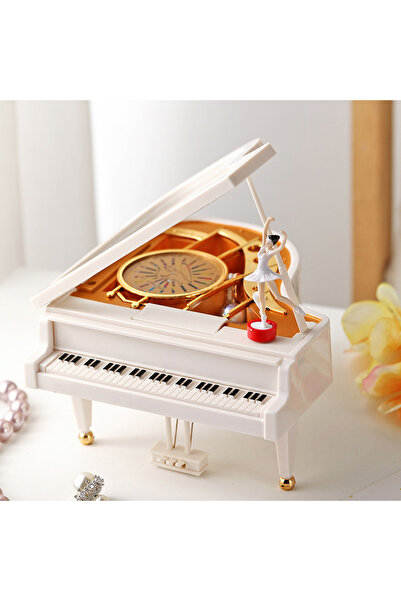 Wolawood Nostaljik Beyaz Piyano Dans Eden Kuğu Balerin Şık Zarif Kurmalı Müzi...