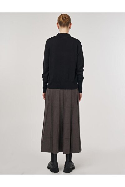 Kayra Basic Viskon Triko Kazak Siyah