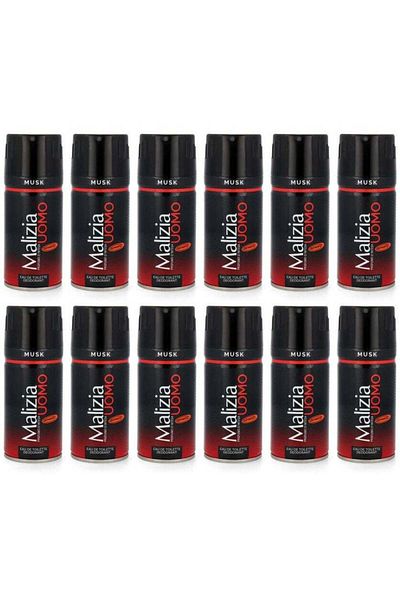Malizia Uomo Musk Deodorant Body Spray 150ml (Pack of 12)