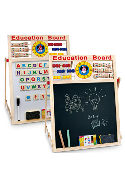 LUDIRO Εκπαιδευτικός Πίνακας με 2 Όψεις από Ξύλο, με Άβακα, Ρολόι, Αλφάβητο κ...
