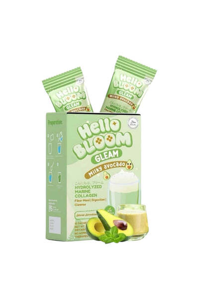 hello bloom KIRAY CELIS Hello Bloom Gleam Milky Avocado – 10 Sachets (180 g) | Creamy Avocado Milk Drink | UAE
