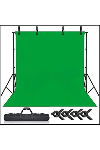 STOREMAX PRStoRe 2x3m Yeşil Fon Perde + Fon Standı Seti 3 Mandal Green Screen Background StorePR 1063348