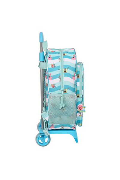 SPONGEBOB School Rucksack with Wheels Stay positive Blue White (33 x 42 x 14 cm)