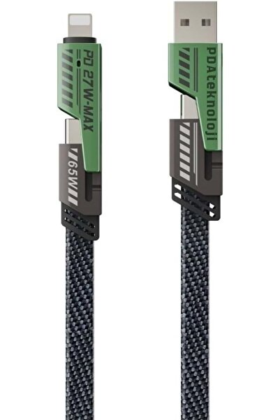 STOREMAX Azeada 4 in 1 4'lü 65w USB Type-C ve Örgülü Şarj Ve Kablosu - 1.5m S...