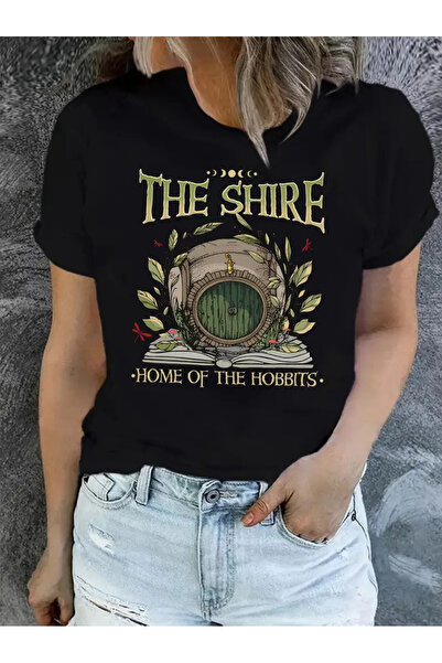 l'eivor Tricou din bumbac pentru femei cu imprimeu The Shire Hobbits
