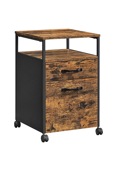 VASAGLE Cutie de birou cu 2 sertare, stil industrial, 44x42x67cm, maro rustic