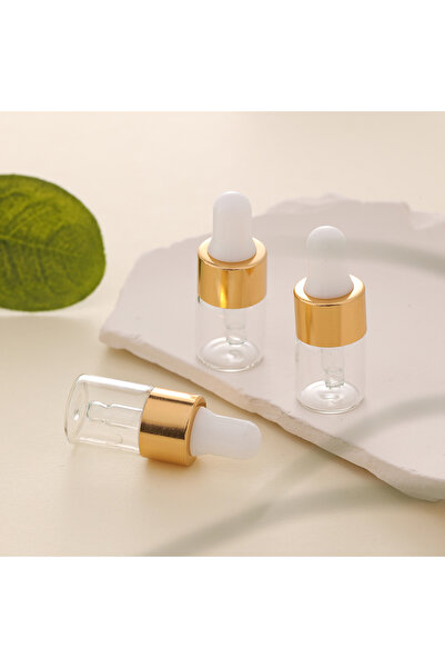 Choice3 زجاج 2 مل ذهبي 3 قطع 2 مل زجاجات قطارة زجاجية صغيرة شفافة صغيرة مع قط...