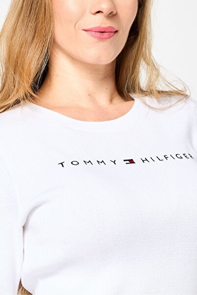 Tommy Hilfiger Women Crew Neck Embroidered Logo Sweater, White