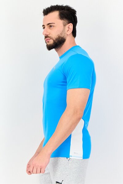 Puma Men Sportswear Fit Brand Logo Short Sleeves Running T-Shirt, Turquoise