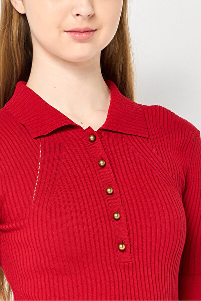 Stella McCartney Women Spread Collar Short Sleeve Solid Top, Red