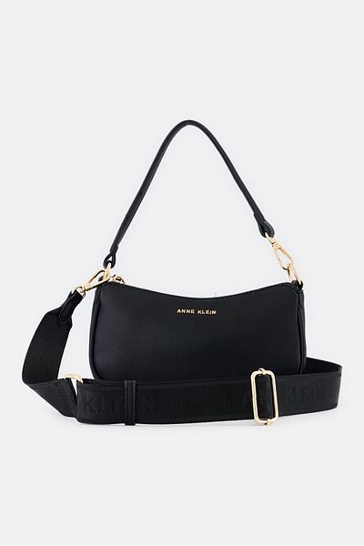 Anne Klein Women Brand Logo 3 In 1 Convertible Shoulder Bag, Black