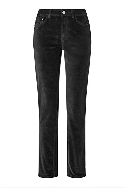 Tchibo Women Regular Fit Textured Straight Leg Pants, Black