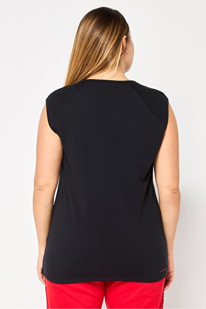 Scuderia Ferrari Women Round Neck Sleeveless Brand Logo Top, Black