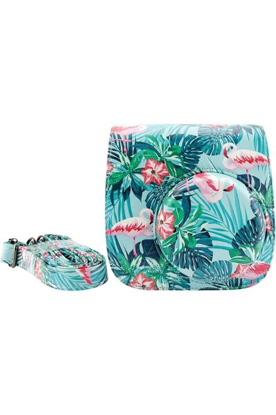 O Ozone جراب كاميرا فوجي فيلم إنستاكس ميني 11/12 الفوري المصنوع من جلد البولي يوريثان مع حزام قابل للتعديل