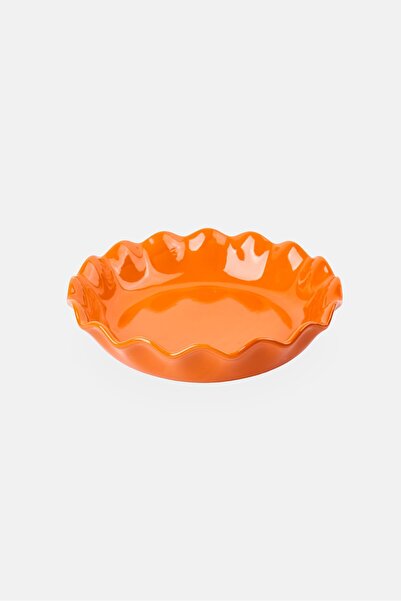 Baker's Secret Ceramic Pie Dish Pan, Bright Orange
