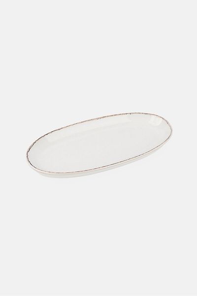 Muy Mucho Porcelain Small Oval Serving Plate, Beige
