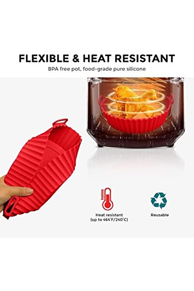 O Ozone Silicone Air Fryer Liner 8.5inch [Pack of 2] Reusable Air Fryer Silicone Basket Heat Resista