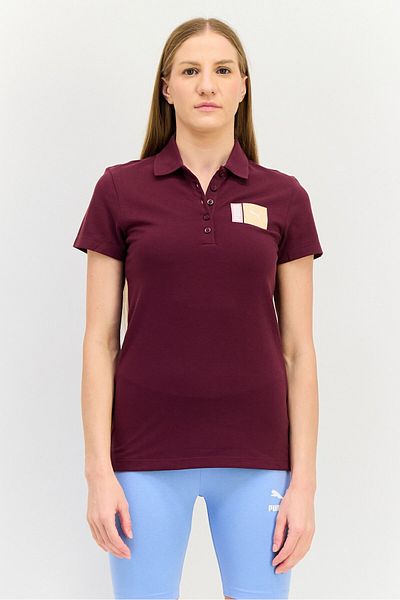 Puma Women Sportswear Fit Short Sleeves Outdoor Polo Shirt, Dark Maroon