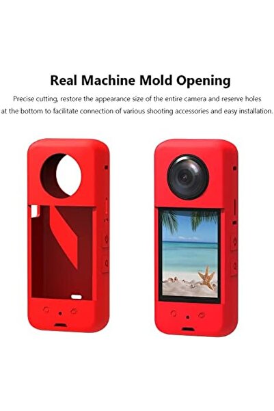 O Ozone Silicone Case for Insta360 One X3 |Soft Carrying Case with Guards Lens Cover Cap Red