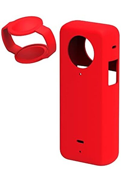 O Ozone Silicone Case for Insta360 One X3 |Soft Carrying Case with Guards Lens Cover Cap Red