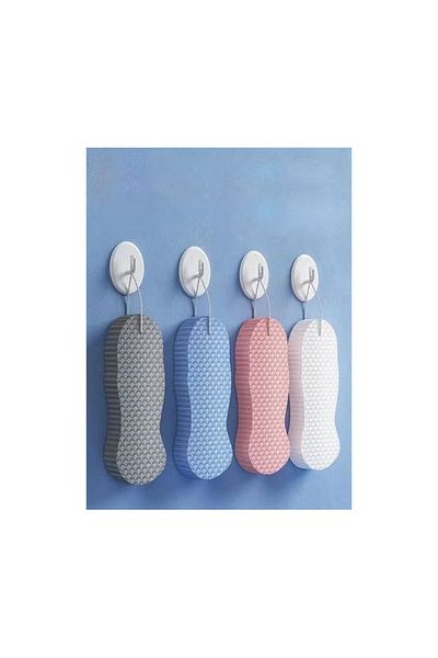 Raffine Set of 4 Soft Bath Body Shower Sponge with Hook, Super Soft Exfoliating Bath Sponge, Magic Fun