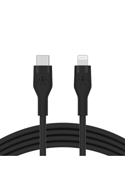 Belkin Charging Cable, Boost Charge Flex, Silicone, USB-C to Lightning, 2M, Black