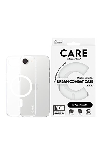 Panzer Glass Θήκη CARE Flagship Urban Combat Qi για iPhone 16e, διαφανής λευκή