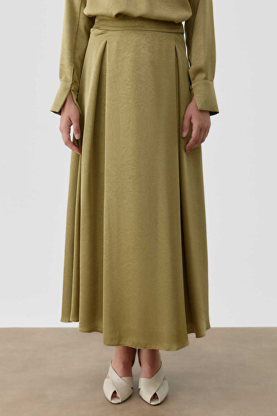 Tuğba Plikaşe Detaylı Etek - Olive
