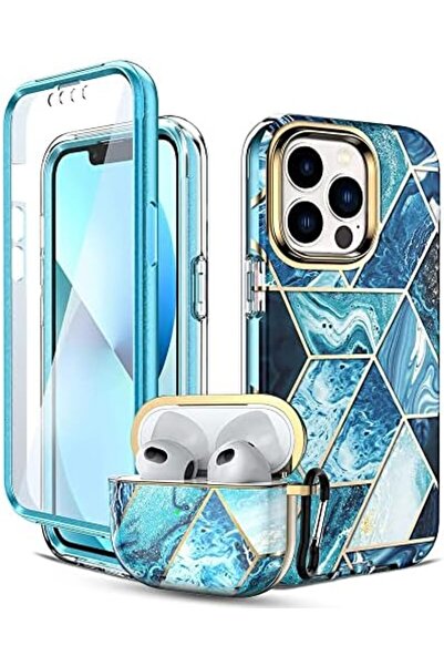 O Ozone مجموعة رخامية لجراب iPhone 13 Pro + جراب Air Pods الجيل الثالث