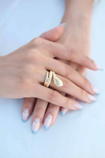 shopwave Snake Figured Gold Color Women's Ring
