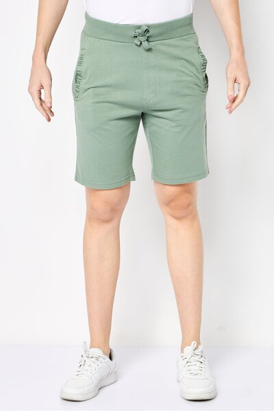 Cerruti 1881 Men Regular Fit Brand Logo Basic Shorts, Sage Green