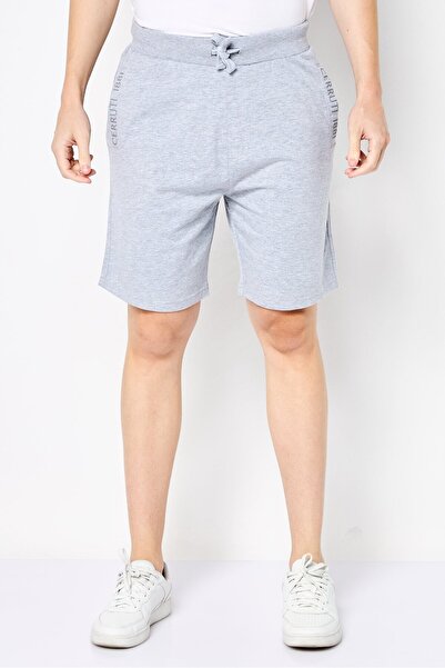 Cerruti 1881 Men Regular Fit Brand Logo Basic Shorts, Heather Grey