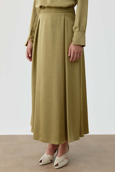 Tuğba Plikaşe Detaylı Etek - Olive