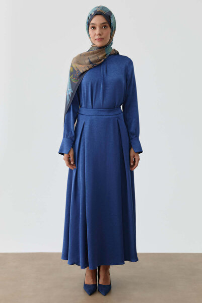 Tuğba Plikaşe Detaylı Etek - İndigo