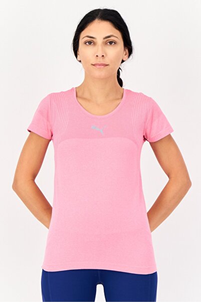 Puma Women Slim Fit Brand Logo Short Sleeves Outdoor T-Shirt, Pink