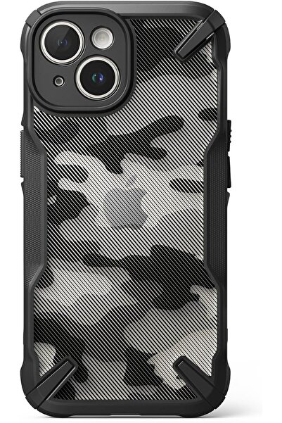 Ringke غطاء حماية لجهاز iPhone 15 | سلسلة Fusion-X | أسود مموه