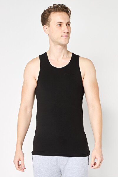 Cerruti 1881 Men 2 Pieces Round Neck Sleeveless Brand Logo Vest, Black