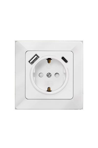 LogiLink Priză de perete PA0253, 1 priză, 1x USB-A 5 V/2.1 A (10.5 W), 1xUSB-C PD 18W, Alb
